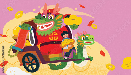 Chinese New Year  illustration of a dragon as an icon of the Chinese New Year s Day feeling