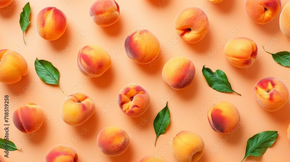 peach fuzz fruit seamless pattern on peach fuzz colour background. Colour of the year 2024 peach fuzz fruit seamless pattern on peach fuzz colour background. Colour of the year 2024