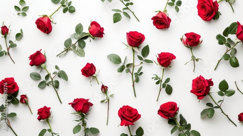red roses, on white background