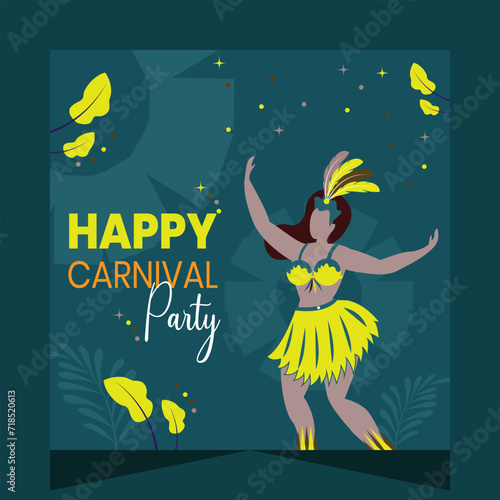 Happy Brazilian Carnival Dance Party Social Media Post Illustration