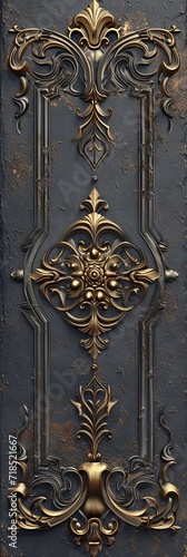 3D Golden Metal Texture in the Style of Influenced Gothic - Realistic Dark Gray and Amber made of Wrought Iron with Detailed Engraving Background created with Generative AI Technology