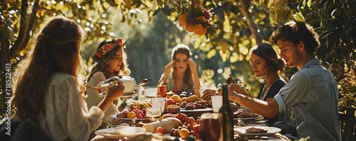 People enjoying an outdoor meal with friends and family photo
