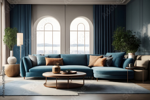 Blue Sofa in the Living Room