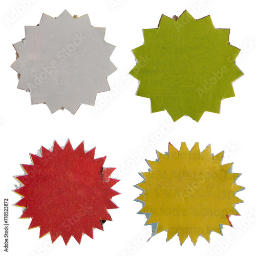 Price vintage label, cutout from vintage magazine, coupon, discount, offer, blank design, postage stamps, mail and letters, png isolated on transparent background	