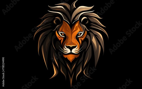 Illustration of a tribal lion logo on a black background  © Harjo