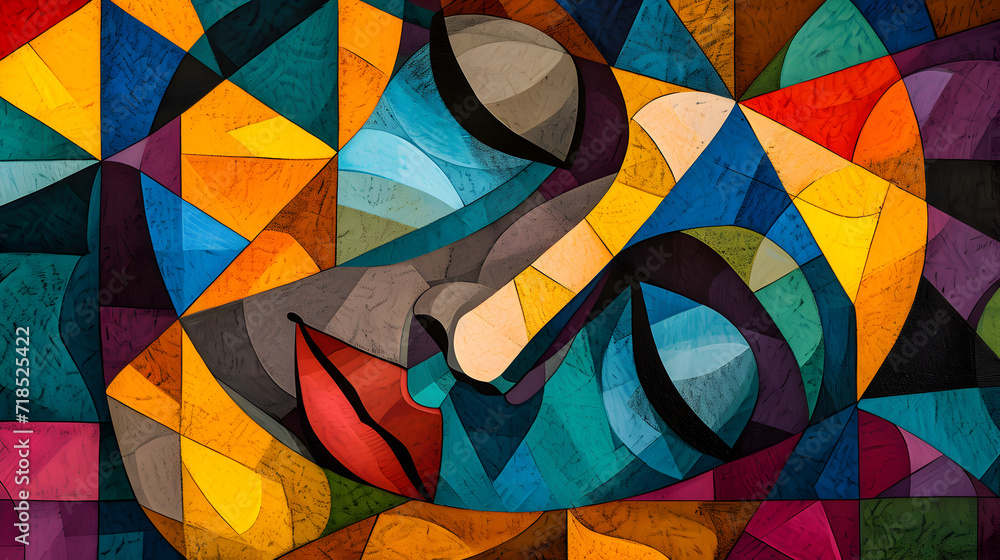Fototapeta premium Abstract Face Made of Colored Triangles