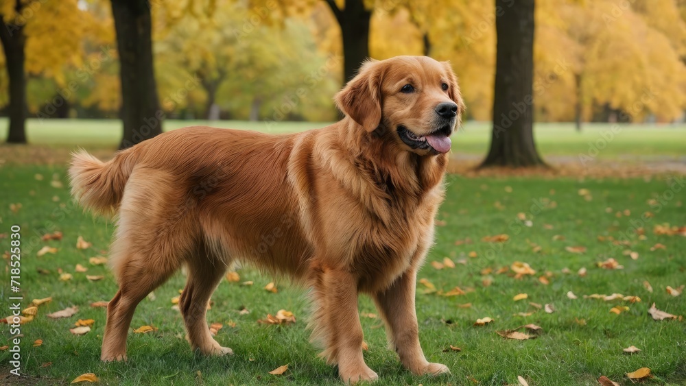 Obraz premium Dark golden retriever dog in the park