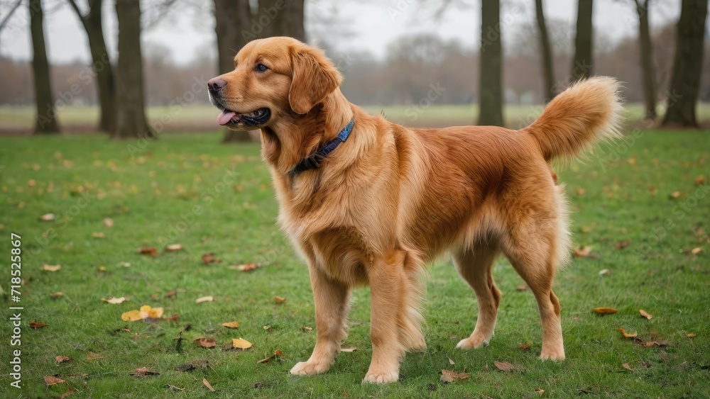 Dark golden retriever dog in the park Dark golden retriever dog in the park