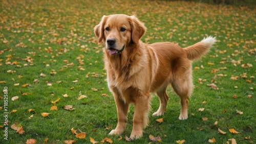 Dark golden retriever dog in the park