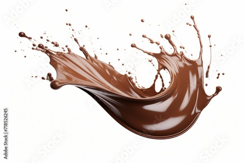 Chocolate Splash with a Burst of Flavor, Highlighted Against an Isolated White Canvas, Generative AI