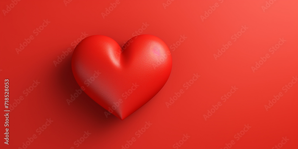 Red heart on red paper structure background Valentine's Day concept,