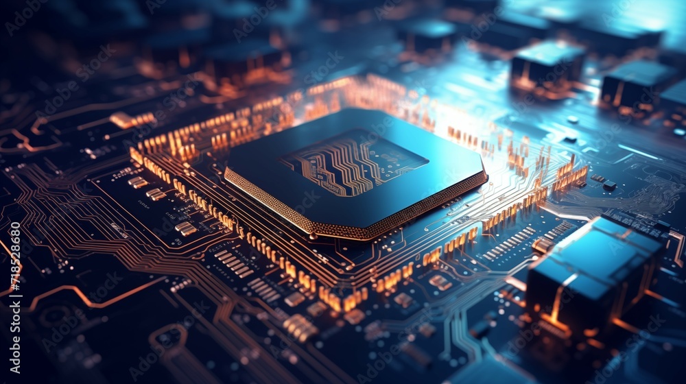 A computer central processing unit (CPU) on a motherboard. A computer central processing unit (CPU) on a motherboard.