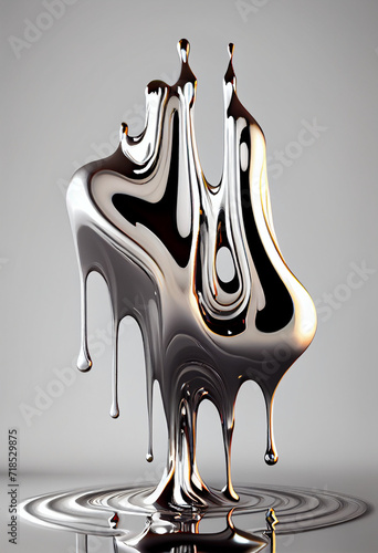 Dripping chrome silver metal sculpture