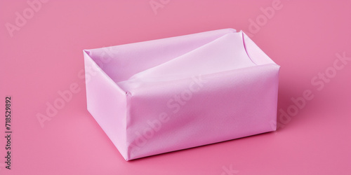 3d rendering blank box for jewelry and gifts. Pink present box on pink background, mockup.