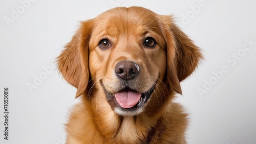 Portrait of Dark golden retriever dog on grey background