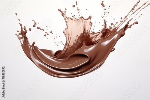 Irresistible Chocolate Splash with a Luxurious Feel, Featured on a White Canvas, Generative AI