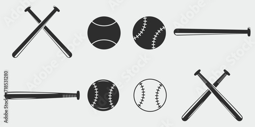 set of icon baseball vintage logo vector illustration template icon graphic design