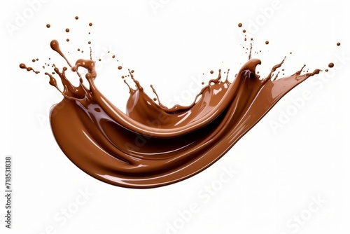 Molten Chocolate Splash, Frozen in Time, Set Against an Isolated White Background, Generative AI