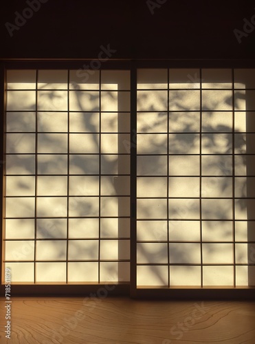 Obraz na plátně Tradition Japanese shoji paper window with shadow of trees casted on it