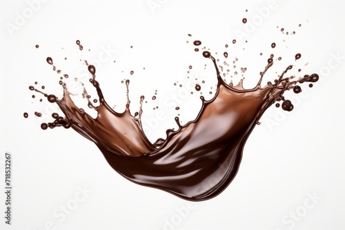 Rich Chocolate Splash in a Premium Setting, Featured on an Isolated White Surface, Generative AI