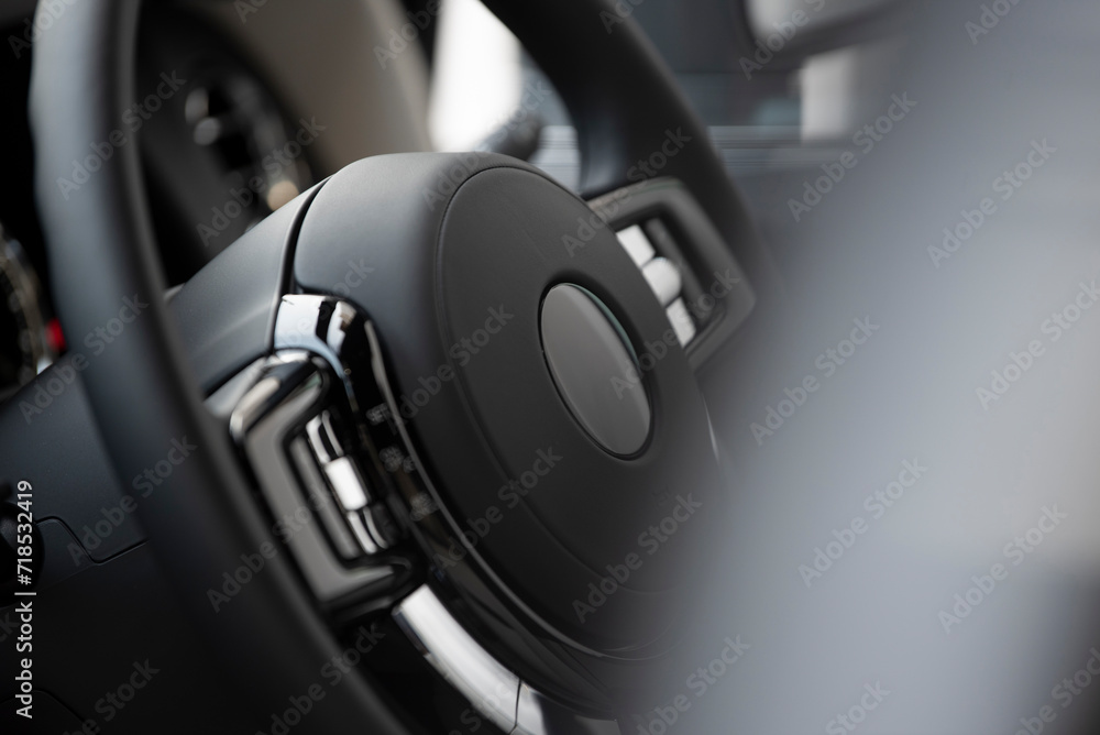 Luxury car Interior Detial steering Selective Focus