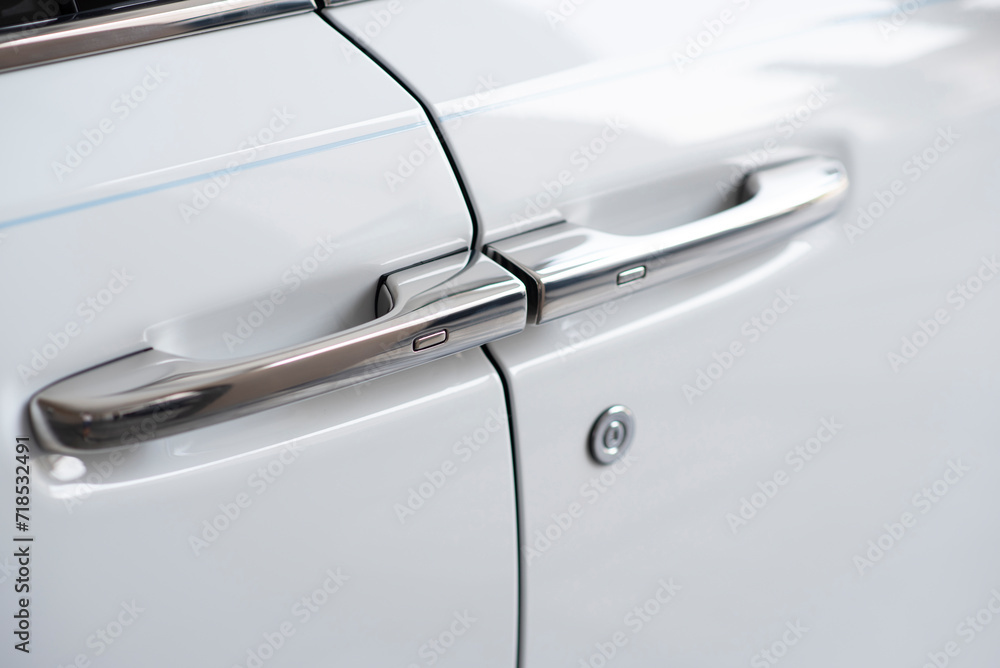 Luxury car door handle selective focus