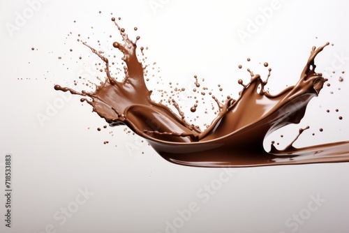 Tempting Chocolate Splash in a Modern Setting, Showcased on an Isolated White Canvas, Generative AI