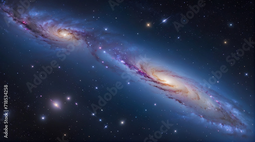 A beautiful view of a rotating galaxy with colorful space dust. A galaxy background with extraordinary lighting