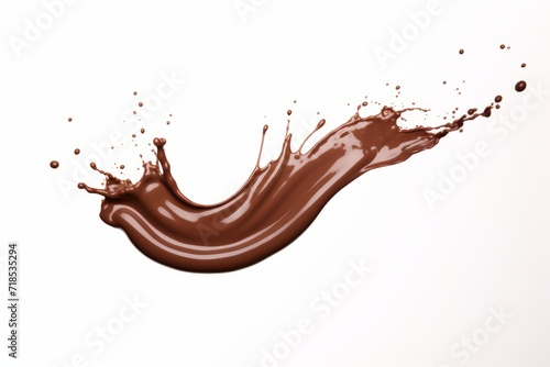 Velvety Chocolate Splash in Mid-Air, Captured on an Isolated White Background, Generative AI