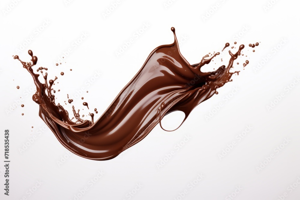 Velvety Chocolate Splash in Mid-Air, Captured on an Isolated White Background, Generative AI