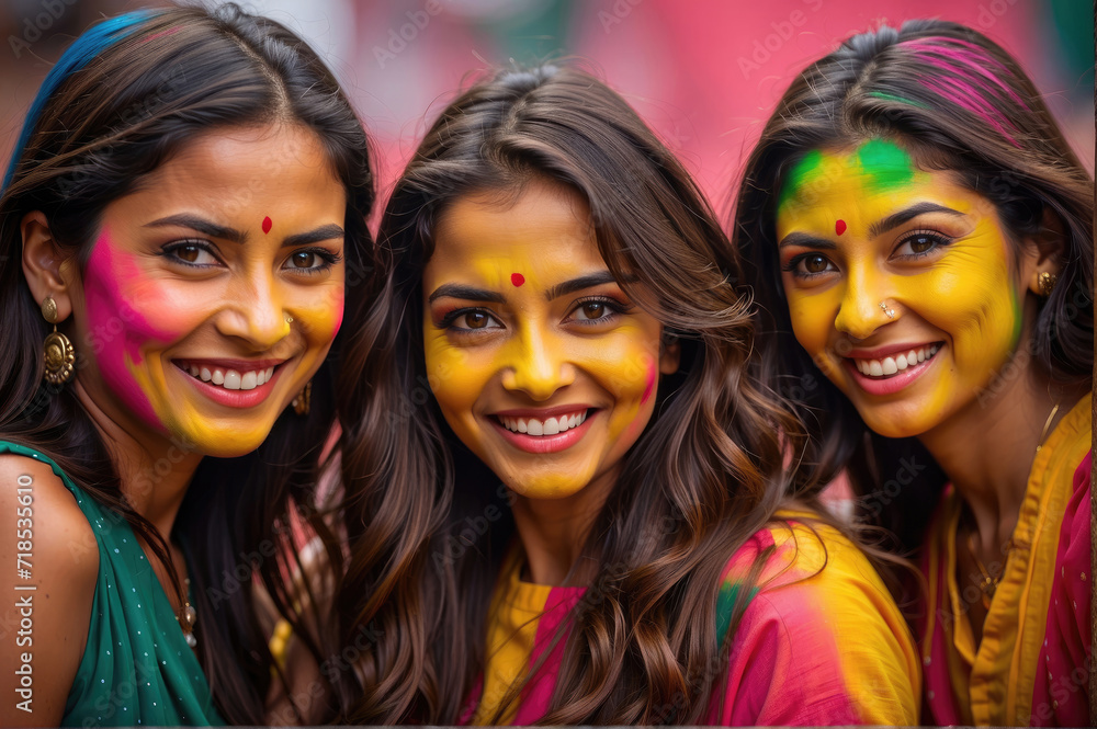 beautiful woman enjoying The Hindu festival Holi, india beautiful woman enjoying The Hindu festival Holi, india