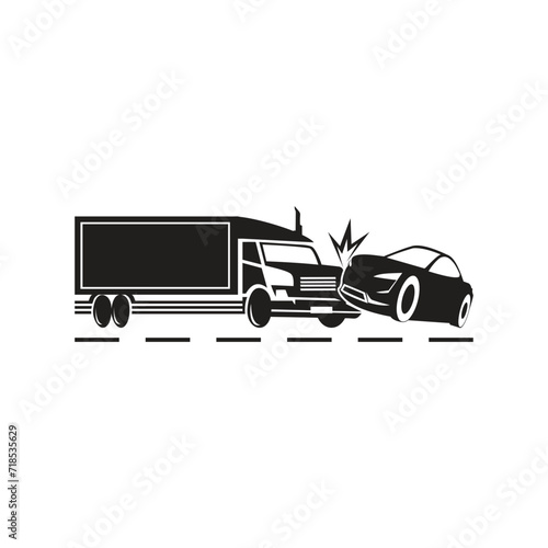 illustration of a truck and car collision accident on the road