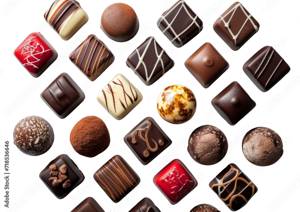 Assorted Chocolates on Elegant Marble Surface Assorted Chocolates on Elegant Marble Surface
