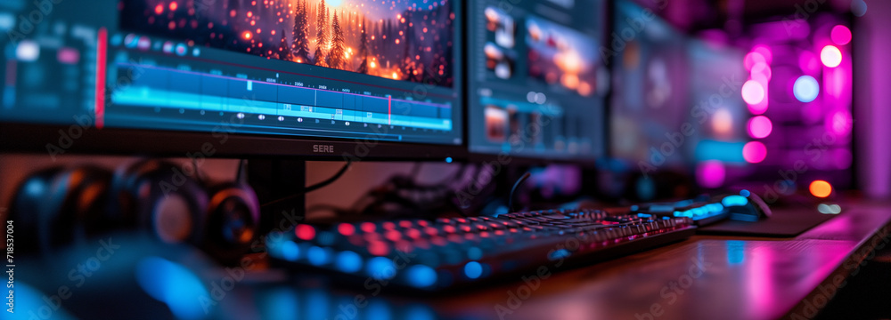 © boyhey - Close up of video editing time line and computer monitor as video editor works.video editting timeline concept © boyhey - Close up of video editing time line and computer monitor as video editor works.video editting timeline concept