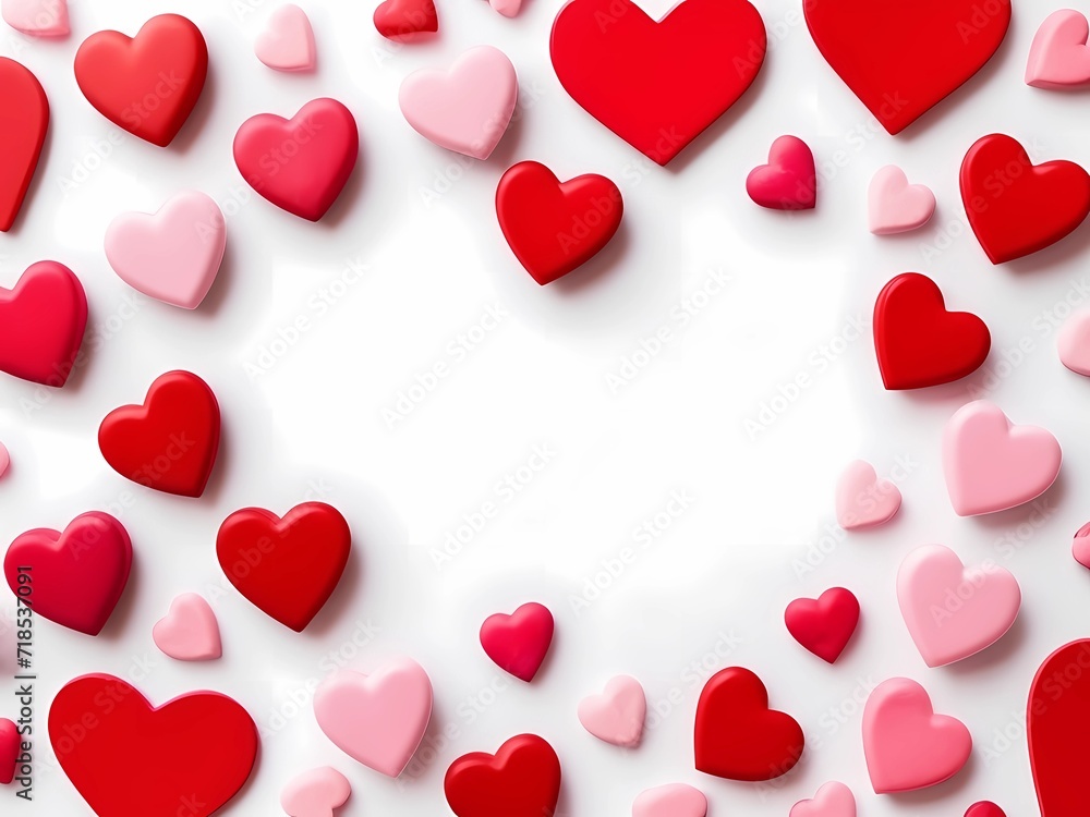 high quality, Valentine's day background with red and pink hearts on white background high quality, Valentine's day background with red and pink hearts on white background