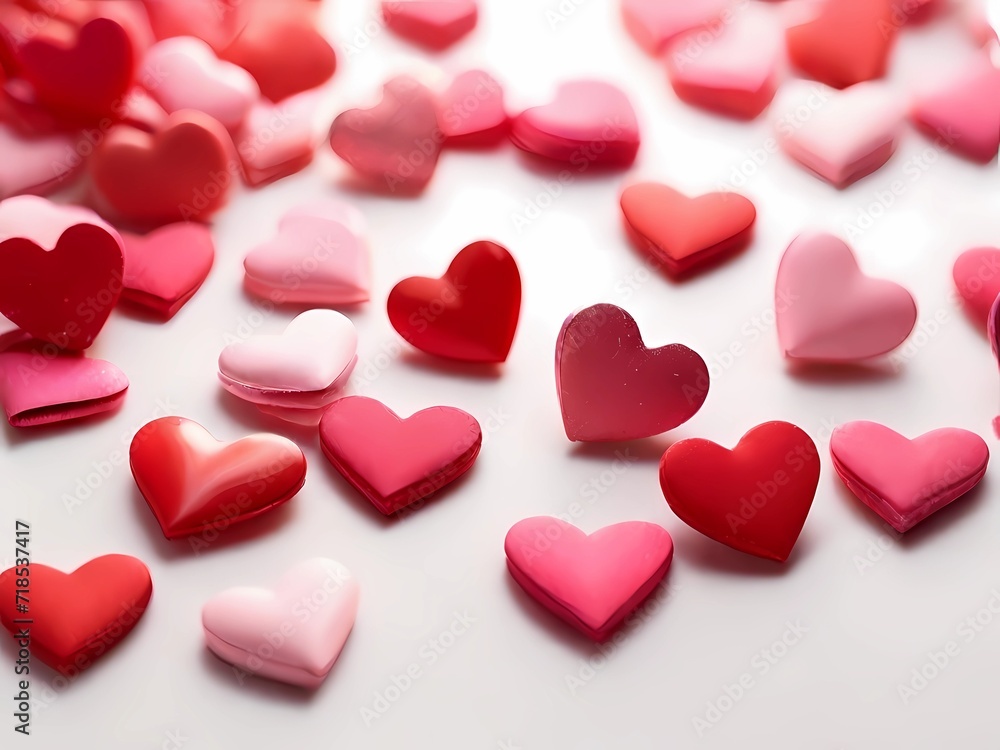 high quality, Valentine's day background with red and pink hearts on white background high quality, Valentine's day background with red and pink hearts on white background