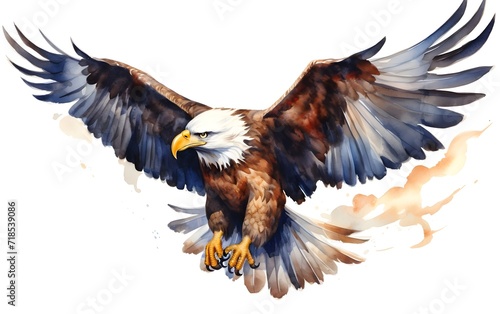 Color Eagle, realistic art portrait of a watercolor style eagle   © Harjo