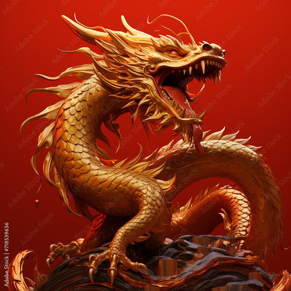 Chinese golden Dragon as symbol of 2024 Chinese golden Dragon as symbol of 2024