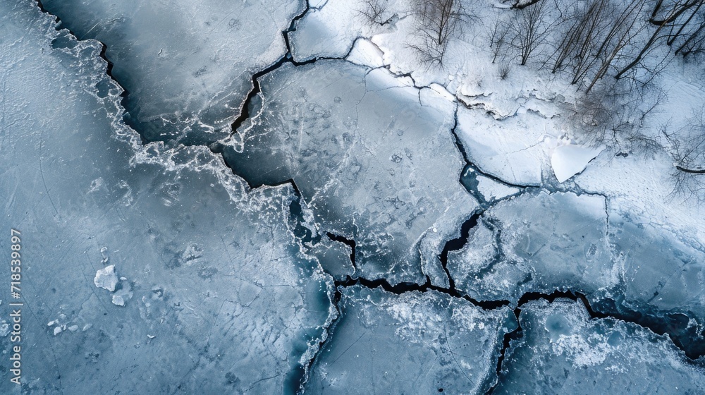 Aerial View of Cracked Ice