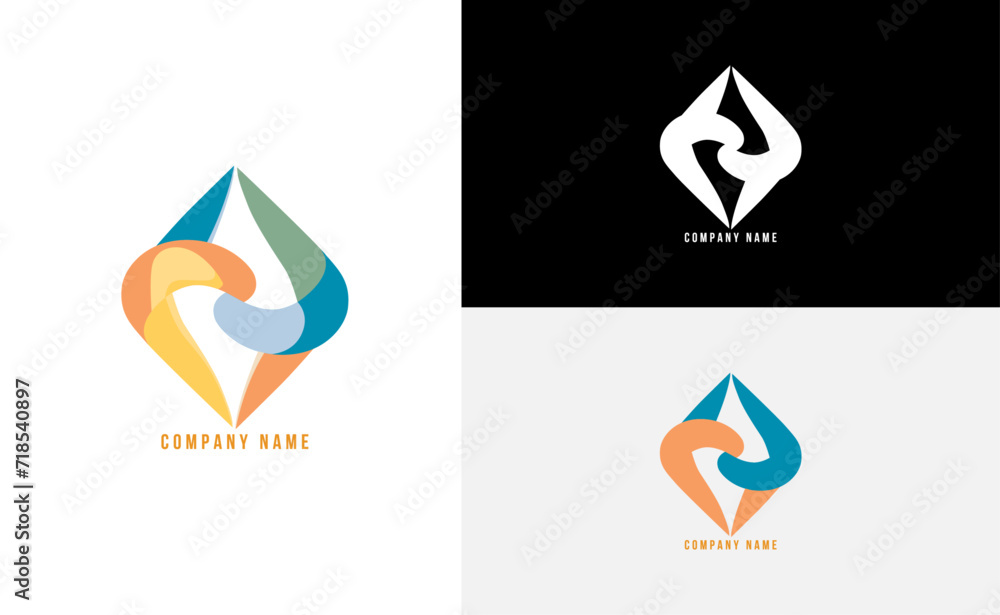 Abstract Pictorial Mark Logo Template with Vibrant and Strong Color for Corporate Company colorful diamond Abstract Pictorial Mark Logo Template with Vibrant and Strong Color for Corporate Company colorful diamond