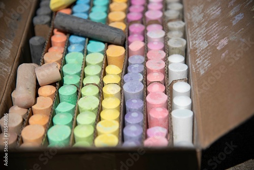 Box of Multicolored Sidewalk Chalk