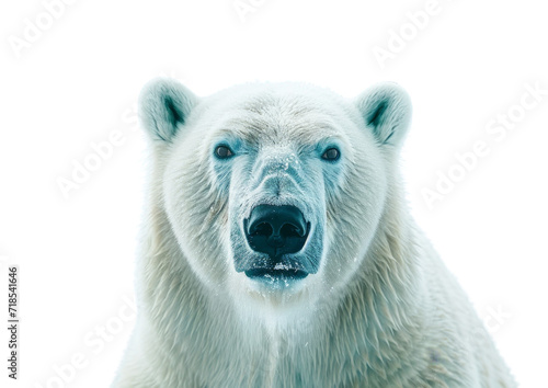 Majestic Polar Bear With Blue Eyes and Black Nose On Ice © LUPACO PNG