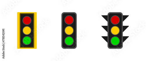 Three different color traffic lights  suitable for illustrating road safety, traffic regulation, and decision making concepts in design projects.