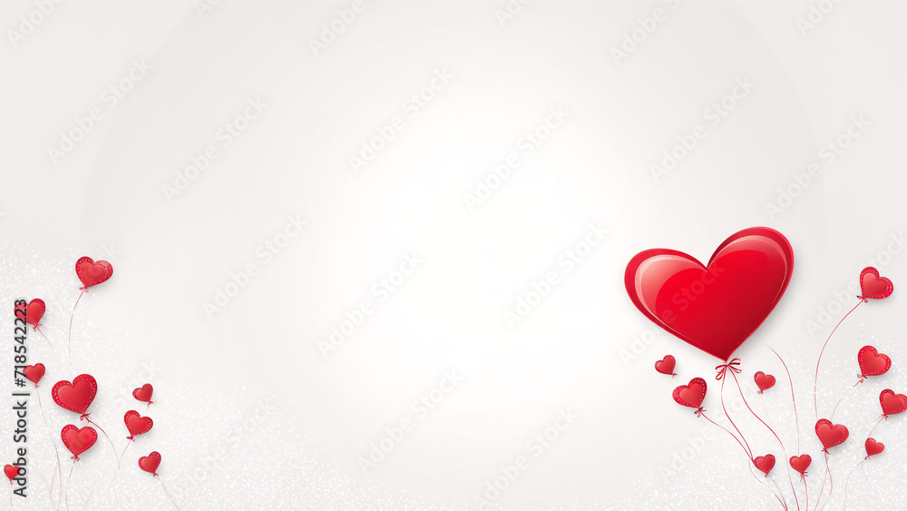 valentine's day wallpaper with red hearts on a white background