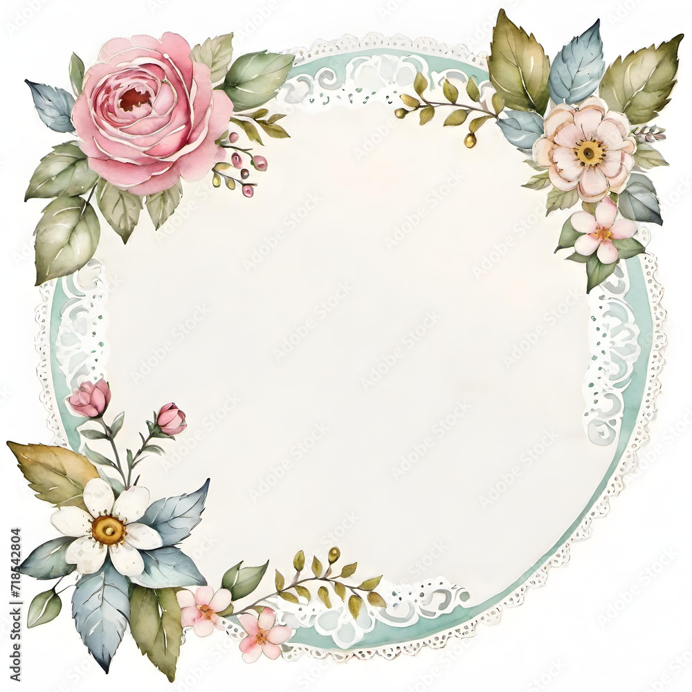 frame with roses vintage shabby chic 