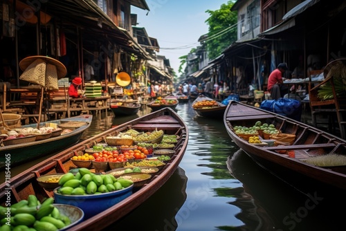 Boat tour through the floating markets of Bangkok, Thailand. © ToonArt