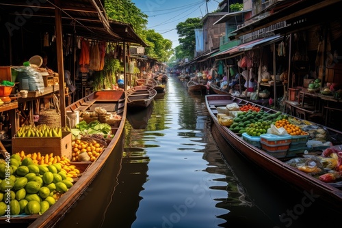 Boat tour through the floating markets of Bangkok, Thailand.
