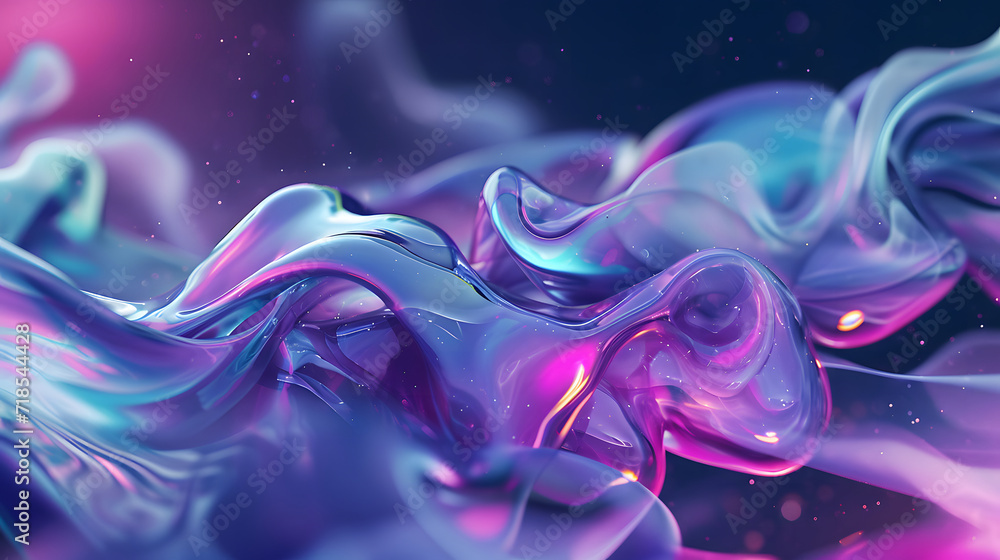 3D fluid holographic wave illustration, featuring stunning and dynamic fluid waveforms in a holographic color palette, creating a futuristic work of art with waves and movement. 3D fluid holographic wave illustration, featuring stunning and dynamic fluid waveforms in a holographic color palette, creating a futuristic work of art with waves and movement.