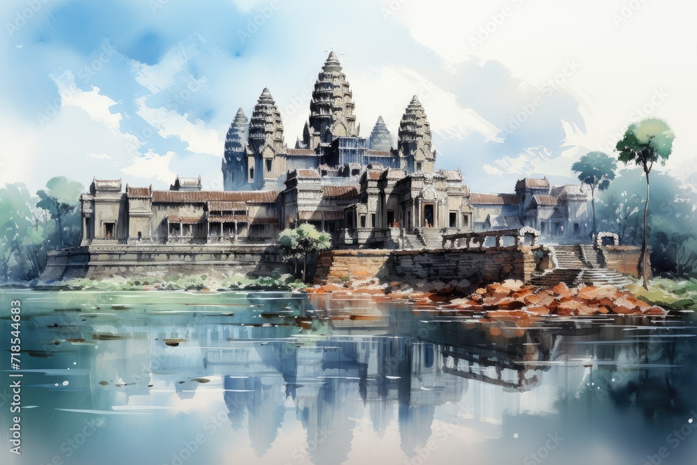 Obraz premium Exploring the historic temples of Angkor Wat, Cambodia.