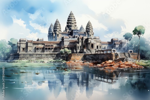 Exploring the historic temples of Angkor Wat, Cambodia. photo